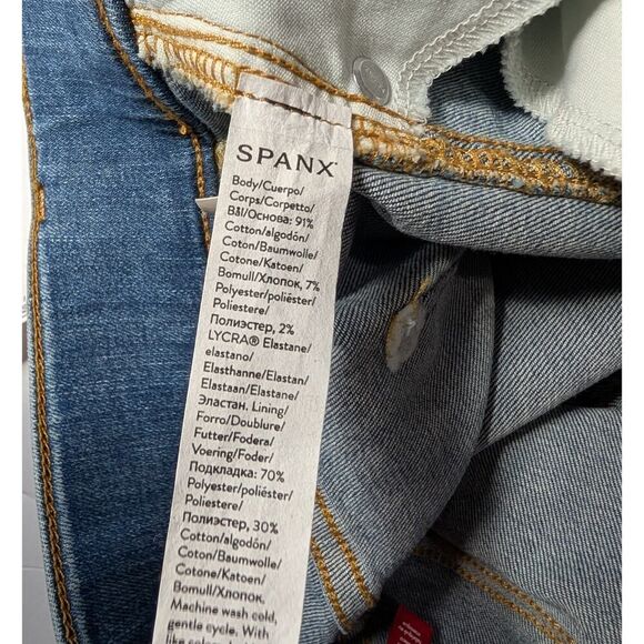 SPANX Jeans Womens Medium Blue Seamed Front Wide Leg 20407 - Picture 5 of 9